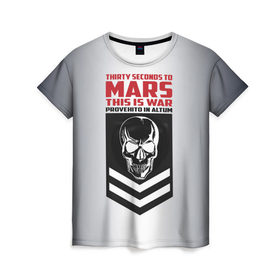 Женская футболка 3D с принтом Thirty Seconds to Mars череп в Кировске, 100% полиэфир ( синтетическое хлопкоподобное полотно) | прямой крой, круглый вырез горловины, длина до линии бедер | 