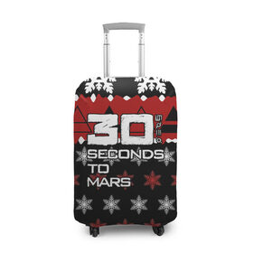 Чехол для чемодана 3D с принтом Праздничный 30 Seconds to mars в Кировске, 86% полиэфир, 14% спандекс | двустороннее нанесение принта, прорези для ручек и колес | 30 секунд до марса | 30stm | thirty seconds to mars |  30 seconds to mars | альтернативный | гранж | группа | джаред | знак | красный | надпись | нео | новогодний | новый год | пост | праздник | прогрессивный | рождество | рок