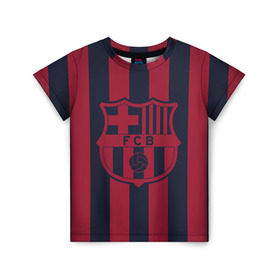 Детская футболка 3D с принтом Barselona 18 в Кировске, 100% гипоаллергенный полиэфир | прямой крой, круглый вырез горловины, длина до линии бедер, чуть спущенное плечо, ткань немного тянется | barselona | champions | league | lionel | messi | spain | барселона | испания | месси