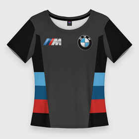 Женская футболка 3D Slim с принтом BMW 2018 Sport в Кировске,  |  | bmw | автомобиль | автомобильные | бмв | марка | машины | патриот | флаг