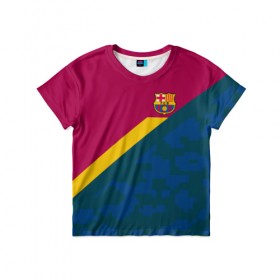 Детская футболка 3D с принтом FC Barcelona 2018 Sport camo в Кировске, 100% гипоаллергенный полиэфир | прямой крой, круглый вырез горловины, длина до линии бедер, чуть спущенное плечо, ткань немного тянется | 