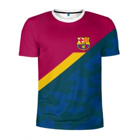 Мужская футболка 3D спортивная с принтом FC Barcelona 2018 Sport camo в Кировске, 100% полиэстер с улучшенными характеристиками | приталенный силуэт, круглая горловина, широкие плечи, сужается к линии бедра | 