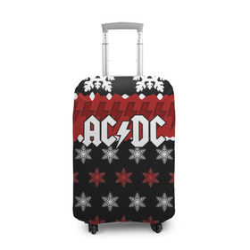 Чехол для чемодана 3D с принтом Праздничный AC/DC в Кировске, 86% полиэфир, 14% спандекс | двустороннее нанесение принта, прорези для ручек и колес | ac dc | acdc | for those about to ro | австралийская | ангус янг | блюз рок | головы | группа | знак | красный | крис слэйд | музыканты | надпись | новогодний | новый год | певцы | праздник | рождество | рок | рок н ролл