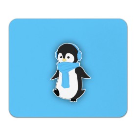 Коврик прямоугольный с принтом Penguin blue в Кировске, натуральный каучук | размер 230 х 185 мм; запечатка лицевой стороны | Тематика изображения на принте: blue | cartoon | penguin | милый | мультик | мультфильм | пингвин | рисунок