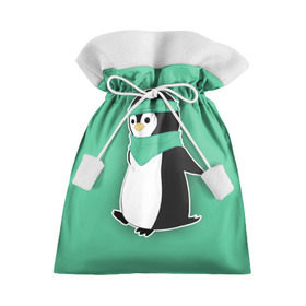 Подарочный 3D мешок с принтом Penguin green в Кировске, 100% полиэстер | Размер: 29*39 см | cartoon | green | penguin | зеленый | милый | мультик | мультфильм | пингвин | рисунок