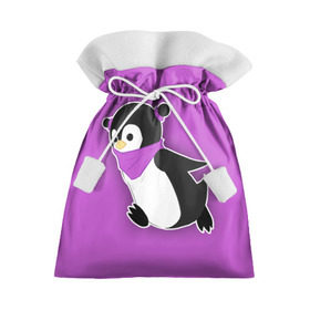 Подарочный 3D мешок с принтом Penguin purple в Кировске, 100% полиэстер | Размер: 29*39 см | Тематика изображения на принте: cartoon | penguin | purple | милый | мультик | мультфильм | пингвин | рисунок | фиолетовый