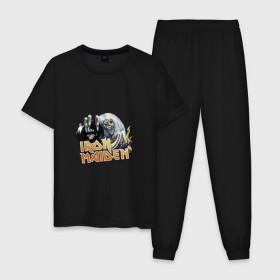 Мужская пижама хлопок с принтом Iron Maiden в Кировске, 100% хлопок | брюки и футболка прямого кроя, без карманов, на брюках мягкая резинка на поясе и по низу штанин
 | 