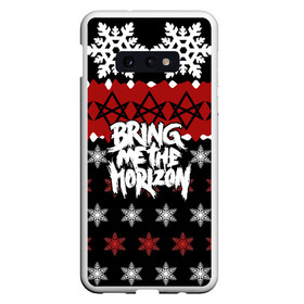 Чехол для Samsung S10E с принтом Праздничный Bring Me the Horizon в Кировске, Силикон | Область печати: задняя сторона чехла, без боковых панелей | bmth | bring me the horizon | альтернативный метал | альтернативный рок | группа | достань для меня горизонт | дэткор | знак | красный | метал | надпись | новогодний | новый год | праздник | рождество | рок