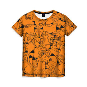 Женская футболка 3D с принтом Лисички в Кировске, 100% полиэфир ( синтетическое хлопкоподобное полотно) | прямой крой, круглый вырез горловины, длина до линии бедер | fox | лиса | лисички | рыжая лиса | фокс