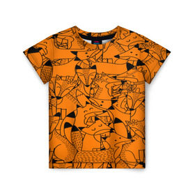 Детская футболка 3D с принтом Лисички в Кировске, 100% гипоаллергенный полиэфир | прямой крой, круглый вырез горловины, длина до линии бедер, чуть спущенное плечо, ткань немного тянется | fox | лиса | лисички | рыжая лиса | фокс