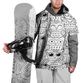 Накидка на куртку 3D с принтом Совушки pattern в Кировске, 100% полиэстер |  | bird | owl | животные | ночные птицы | птицы | совы