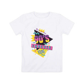 Детская футболка хлопок с принтом Forever young в Кировске, 100% хлопок | круглый вырез горловины, полуприлегающий силуэт, длина до линии бедер | 