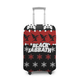 Чехол для чемодана 3D с принтом Праздничный Black Sabbath в Кировске, 86% полиэфир, 14% спандекс | двустороннее нанесение принта, прорези для ручек и колес | black sabbath | группа | новогодний | новый год | рождество | свитер | снежинки | хард рок | хеви метал