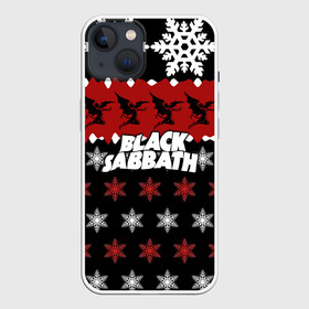 Чехол для iPhone 13 с принтом Праздничный Black Sabbath в Кировске,  |  | black sabbath | группа | новогодний | новый год | рождество | свитер | снежинки | хард рок | хеви метал