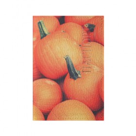 Обложка для паспорта матовая кожа с принтом Тыквы в Кировске, натуральная матовая кожа | размер 19,3 х 13,7 см; прозрачные пластиковые крепления | Тематика изображения на принте: halloween | pumpkin | кот | тыква | хэллоуин