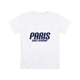 Детская футболка хлопок с принтом Paris Saint Germain (PSG) в Кировске, 100% хлопок | круглый вырез горловины, полуприлегающий силуэт, длина до линии бедер | 