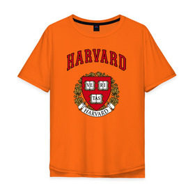 Мужская футболка хлопок Oversize с принтом Harvard university в Кировске, 100% хлопок | свободный крой, круглый ворот, “спинка” длиннее передней части | Тематика изображения на принте: вуз | гарвард | герб | лига плюща | массачусетс | престижный | сша | университет