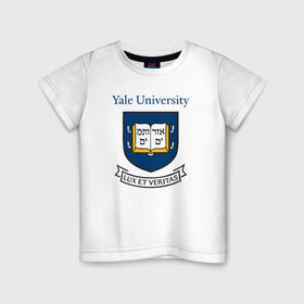 Детская футболка хлопок с принтом Йель в Кировске, 100% хлопок | круглый вырез горловины, полуприлегающий силуэт, длина до линии бедер | yalr university | йельский университет | лига плюща | престижный вуз | сша
