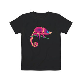 Детская футболка хлопок с принтом Хамелеон в Кировске, 100% хлопок | круглый вырез горловины, полуприлегающий силуэт, длина до линии бедер | hameleon | животные | хамелеон | ящер | ящерица