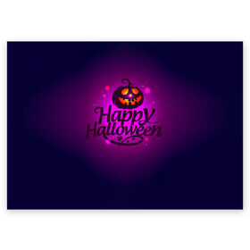 Поздравительная открытка с принтом Happy Halloween в Кировске, 100% бумага | плотность бумаги 280 г/м2, матовая, на обратной стороне линовка и место для марки
 | halloween | тыква | хэллоуин