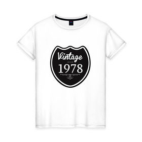 Женская футболка хлопок с принтом Vintage 1978 в Кировске, 100% хлопок | прямой крой, круглый вырез горловины, длина до линии бедер, слегка спущенное плечо | 