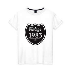 Женская футболка хлопок с принтом Vintage 1983 в Кировске, 100% хлопок | прямой крой, круглый вырез горловины, длина до линии бедер, слегка спущенное плечо | 