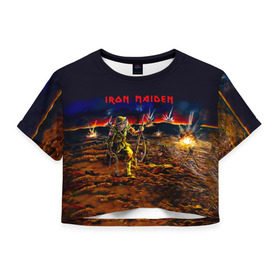 Женская футболка 3D укороченная с принтом Боец Iron Maiden в Кировске, 100% полиэстер | круглая горловина, длина футболки до линии талии, рукава с отворотами | iron maiden | адриан смит | айрон мейден | война | группа | дэйв мюррей | железная дева | ирон майден | метал | мрачный | музыка | песни | рок | солдат | стив харрис | тяжелый | хеви | хевиметал