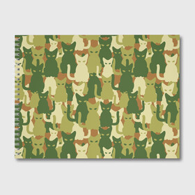 Альбом для рисования с принтом Камуфляж в Кировске, 100% бумага
 | матовая бумага, плотность 200 мг. | camouflage | cat | камуфляж | кот
