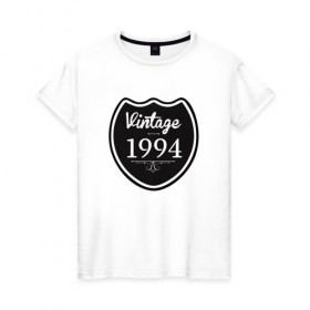 Женская футболка хлопок с принтом Vintage 1994 в Кировске, 100% хлопок | прямой крой, круглый вырез горловины, длина до линии бедер, слегка спущенное плечо | 