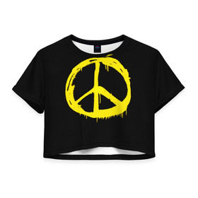 Женская футболка 3D укороченная с принтом Peace в Кировске, 100% полиэстер | круглая горловина, длина футболки до линии талии, рукава с отворотами | peace | vppdgryphon | арт | краска | мирный | миролюбивый | пацифик | прикольные | хиппи | цветные
