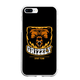 Чехол для iPhone 7Plus/8 Plus матовый с принтом GTIZZLY(sport team) в Кировске, Силикон | Область печати: задняя сторона чехла, без боковых панелей | bear | grizzly | гризли | медведь | ярость