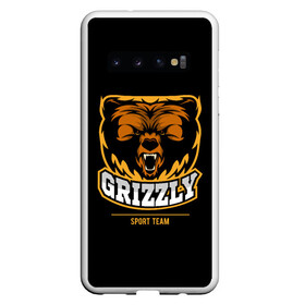 Чехол для Samsung Galaxy S10 с принтом GTIZZLY(sport team) в Кировске, Силикон | Область печати: задняя сторона чехла, без боковых панелей | Тематика изображения на принте: bear | grizzly | гризли | медведь | ярость