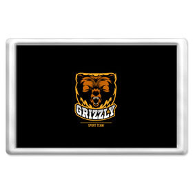 Магнит 45*70 с принтом GTIZZLY(sport team) в Кировске, Пластик | Размер: 78*52 мм; Размер печати: 70*45 | bear | grizzly | гризли | медведь | ярость