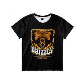 Детская футболка 3D с принтом GTIZZLY(sport team) в Кировске, 100% гипоаллергенный полиэфир | прямой крой, круглый вырез горловины, длина до линии бедер, чуть спущенное плечо, ткань немного тянется | bear | grizzly | гризли | медведь | ярость