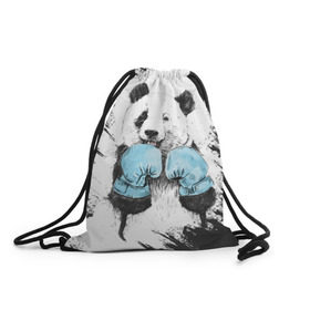 Рюкзак-мешок 3D с принтом Панда боксер в Кировске, 100% полиэстер | плотность ткани — 200 г/м2, размер — 35 х 45 см; лямки — толстые шнурки, застежка на шнуровке, без карманов и подкладки | бокс | боксер | панда | панда боксер | спорт