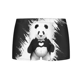 Мужские трусы 3D с принтом Panda love в Кировске, 50% хлопок, 50% полиэстер | классическая посадка, на поясе мягкая тканевая резинка | 14 февраля | love | panda | panda love | день святого валентина | любовь | панда