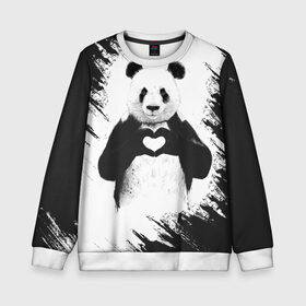 Детский свитшот 3D с принтом Panda love в Кировске, 100% полиэстер | свободная посадка, прямой крой, мягкая тканевая резинка на рукавах и понизу свитшота | 14 февраля | love | panda | panda love | день святого валентина | любовь | панда