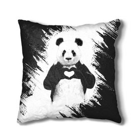 Подушка 3D с принтом Panda love в Кировске, наволочка – 100% полиэстер, наполнитель – холлофайбер (легкий наполнитель, не вызывает аллергию). | состоит из подушки и наволочки. Наволочка на молнии, легко снимается для стирки | 14 февраля | love | panda | panda love | день святого валентина | любовь | панда