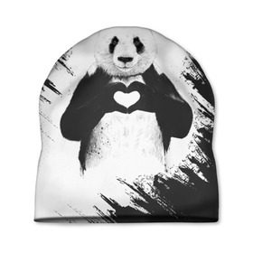 Шапка 3D с принтом Panda love в Кировске, 100% полиэстер | универсальный размер, печать по всей поверхности изделия | Тематика изображения на принте: 14 февраля | love | panda | panda love | день святого валентина | любовь | панда