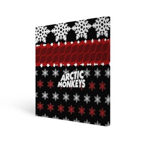 Холст квадратный с принтом Праздничный Arctic Monkeys в Кировске, 100% ПВХ |  | алекс тёрнер | арктик | арктические мартышки | гаражный | группа | джейми кук | знак | инди рок | красный | м | манкис | музыка | надпись | ник о мэлли | новогодний | новый год | обезьяна