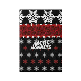 Обложка для паспорта матовая кожа с принтом Праздничный Arctic Monkeys в Кировске, натуральная матовая кожа | размер 19,3 х 13,7 см; прозрачные пластиковые крепления | Тематика изображения на принте: алекс тёрнер | арктик | арктические мартышки | гаражный | группа | джейми кук | знак | инди рок | красный | м | манкис | музыка | надпись | ник о мэлли | новогодний | новый год | обезьяна