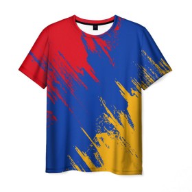 Мужская футболка 3D с принтом Флаг Армении в Кировске, 100% полиэфир | прямой крой, круглый вырез горловины, длина до линии бедер | армения | флаг | флаг армении