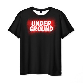 Мужская футболка 3D с принтом Underground в Кировске, 100% полиэфир | прямой крой, круглый вырез горловины, длина до линии бедер | calligraphy | fonts | hiphop | logo | paint | rap | style | trap | under | underground | андерграунд | каллиграфия | рэп | стиль | трэп | хипхоп | шрифт