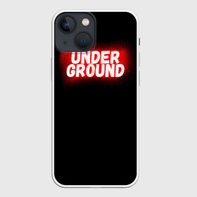 Чехол для iPhone 13 mini с принтом Underground в Кировске,  |  | calligraphy | fonts | hiphop | logo | paint | rap | style | trap | under | underground | андерграунд | каллиграфия | рэп | стиль | трэп | хипхоп | шрифт