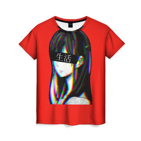 Женская футболка 3D с принтом Japanese Aesthetic в Кировске, 100% полиэфир ( синтетическое хлопкоподобное полотно) | прямой крой, круглый вырез горловины, длина до линии бедер | sad japanese aesthetic