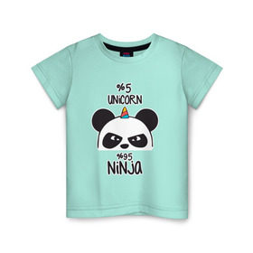 Детская футболка хлопок с принтом Unicorn ninja в Кировске, 100% хлопок | круглый вырез горловины, полуприлегающий силуэт, длина до линии бедер | panda dab | unicorn ninja