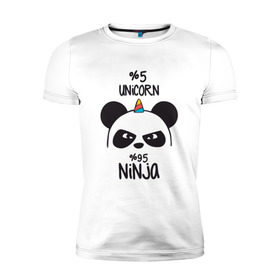 Мужская футболка премиум с принтом Unicorn ninja в Кировске, 92% хлопок, 8% лайкра | приталенный силуэт, круглый вырез ворота, длина до линии бедра, короткий рукав | Тематика изображения на принте: panda dab | unicorn ninja