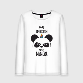 Женский лонгслив хлопок с принтом Unicorn ninja в Кировске, 100% хлопок |  | panda dab | unicorn ninja