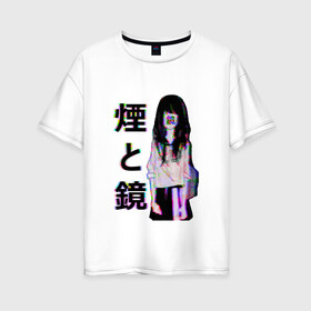 Женская футболка хлопок Oversize с принтом MIRRORS Sad Japanese Aesthetic в Кировске, 100% хлопок | свободный крой, круглый ворот, спущенный рукав, длина до линии бедер
 | 