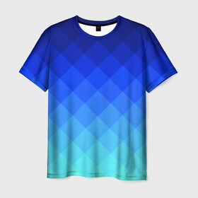 Мужская футболка 3D с принтом Blue geometria в Кировске, 100% полиэфир | прямой крой, круглый вырез горловины, длина до линии бедер | blue | geometria | абстракция | бирюза | бирюзовый | геометрия | куб | синий